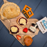 Cornish Pasty Cream Tea Hamper overhead view